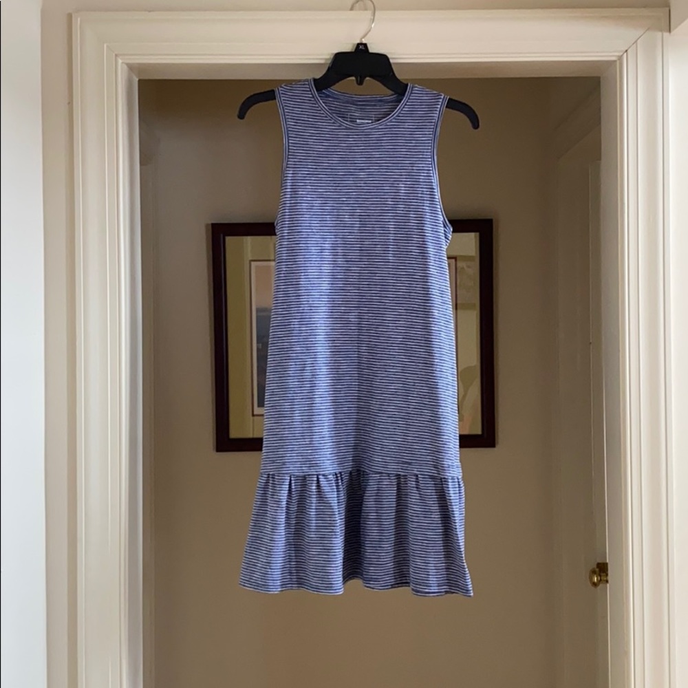 Blue and White Striped Sleeveless Dress!